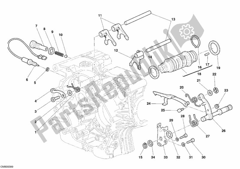Alle onderdelen voor de Schakelmechanisme van de Ducati Multistrada 620 Dark USA 2006